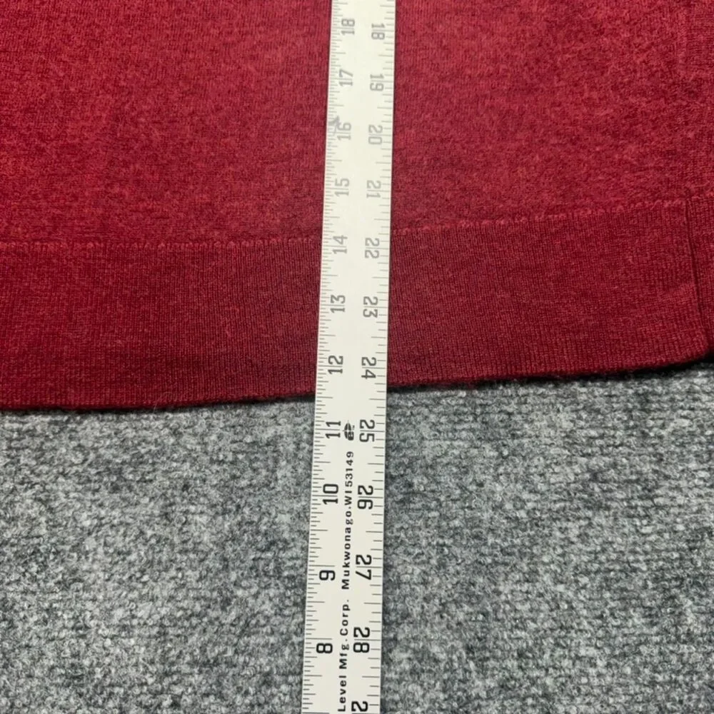 UNTUCKit Men's Large 100% Extra Fine Merino Wool Red Quarter Zip Sweater